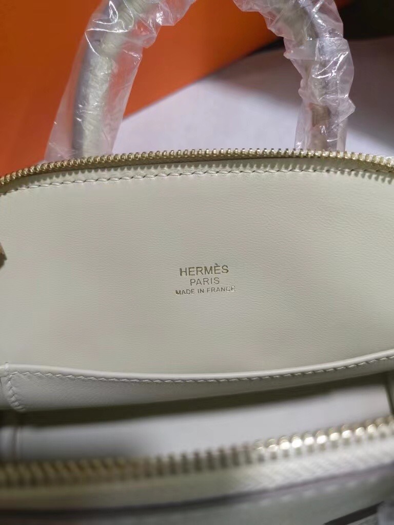 Hermes Bolide 1923 Mini Handbag Shoulder Bag In Cream White Evercolor Leather